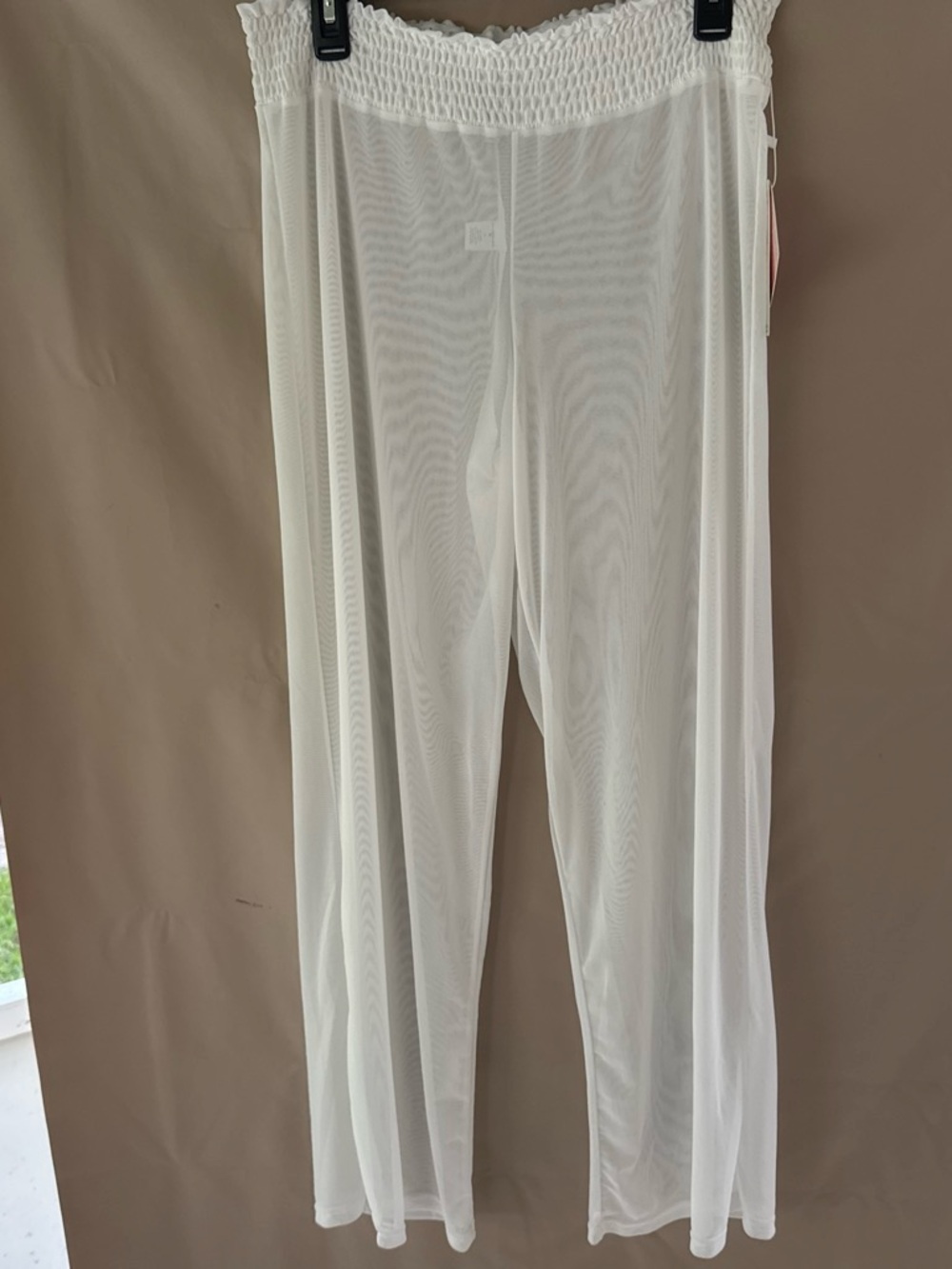 Lightweight Sheer Wide-Leg Pants - White